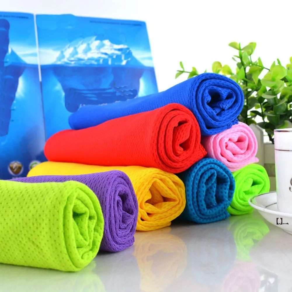 NEWIce Cold Towel Single Layer Sports Cool Quick Dry Cooling Fabric Print Cotton Beach Washcloths Swimwear EWD7688