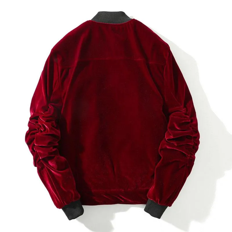 Red velvet bomber jacket mens hotsell