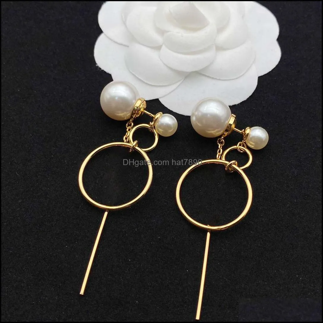 Simple Stud Long Chain Earrings For Women Metal Dangle Pearl Earring Minimalist Jewelry gift