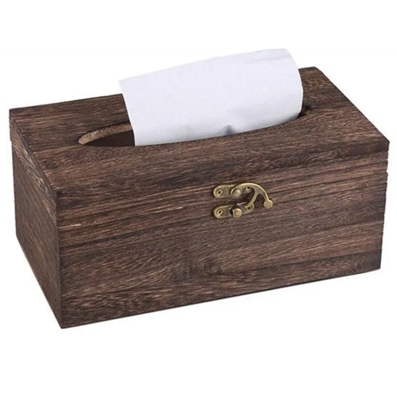 Tissue Boxes & Napkins Wooden Box Paper Napkin Holder Dispenser Case Bathroom Office Desk Decor