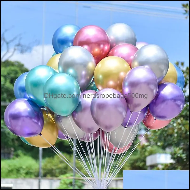 Party Decoration 50/100pcs 5/10/12inch Chrome Metallic Latex Balloons Globos Inflatable Helium Balloon Birthday Decor Ballon