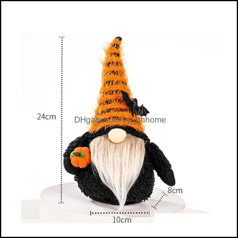 Party Supplies Halloween Decoration Faceless Gnome Holding Pumpkin Handmade Plush Doll Figurines Holiday Props Ornaments XBJK2107