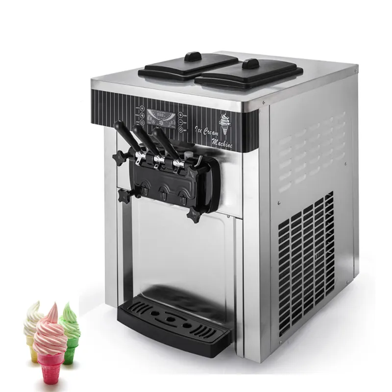 Kommersiell Soft Serve Ice Cream Machine Fullautomatisk Sweet Cone Makers High Production Sundae Vending 28l / h