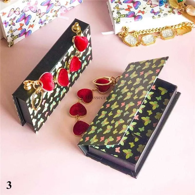 Newest Butterfly Design Mink Eyelash Box Bracelet Magnetic Case for Natural False Eyelashes Dramatic Fluffy 25mm Lashes Rectangle Packaging Boxes