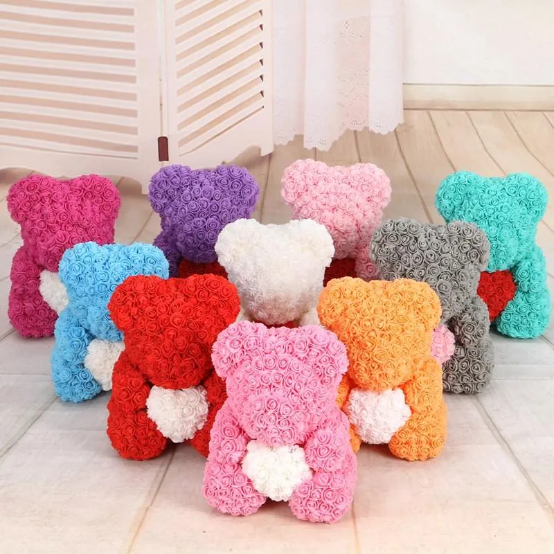 Decoratieve Bloemen Kransen 50/100/200 Stuks Teddybeer Van Rozen 3cm Schuim Bruiloft Kerst Decor Voor thuis Diy Geschenken Doos Kunstmatig