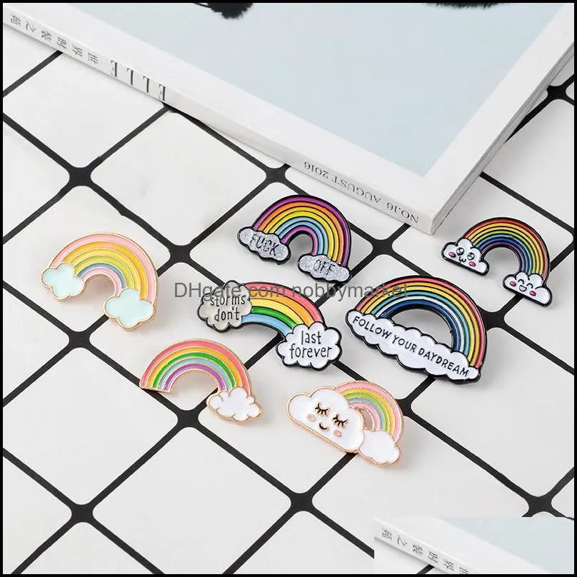 Cartoon Rainbow and Clouds Enamel Brooches For women Men Kid Collection Fashion Metal Lapel badge Brooch Pins Jewelry Gifts for