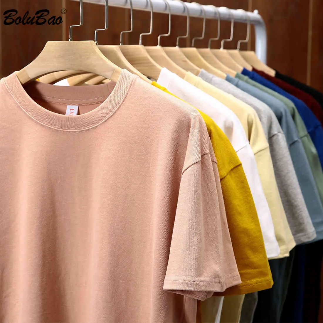 Bolubao zomer mode t-shirt tops mannen merk mannen straat trend korte mouw t-shirt effen kleur casual t-shirts mannelijke 210518