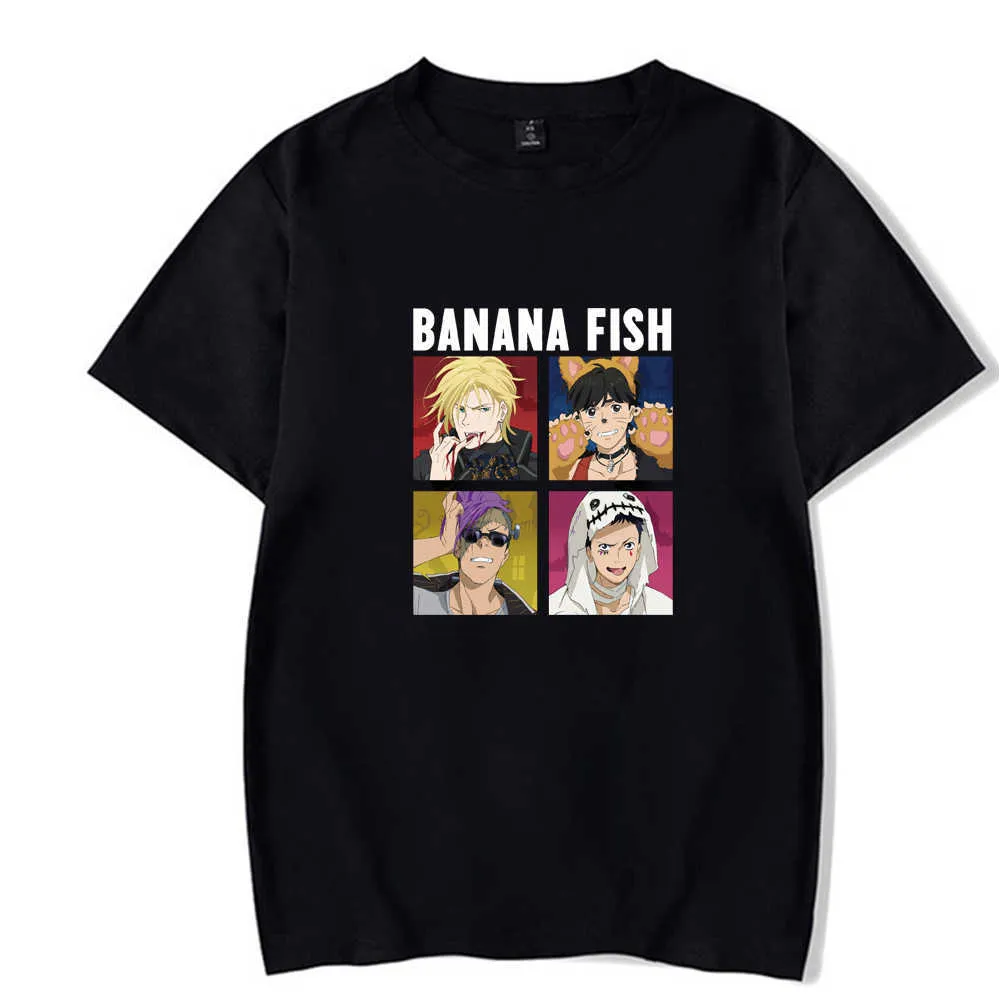 Banane poisson Anime T-shirt à manches courtes col rond décontracté Uniex Y0809