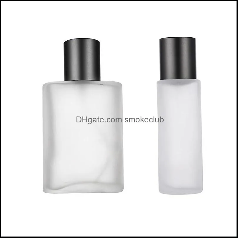 50ML Frosted Glass Perfume Bottle Portable Travel Aluminum Spray Bottles Refillable Spray Empty Bottle Customized V6