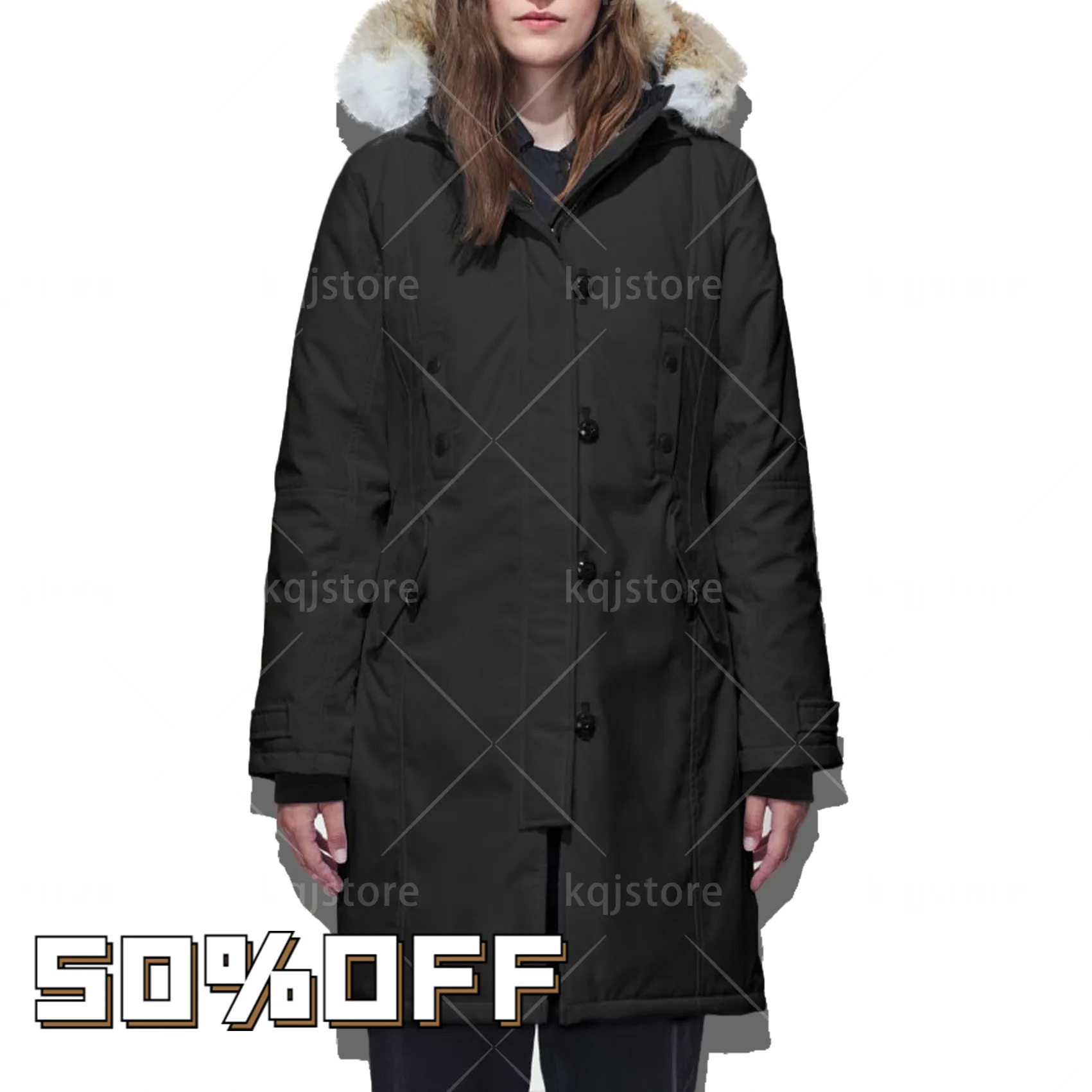 Top Woman's Winter Wolf Fu Travel Classic Parka Down Jacket Long Puffer Coats Warm Windproect Overcoat Outwear