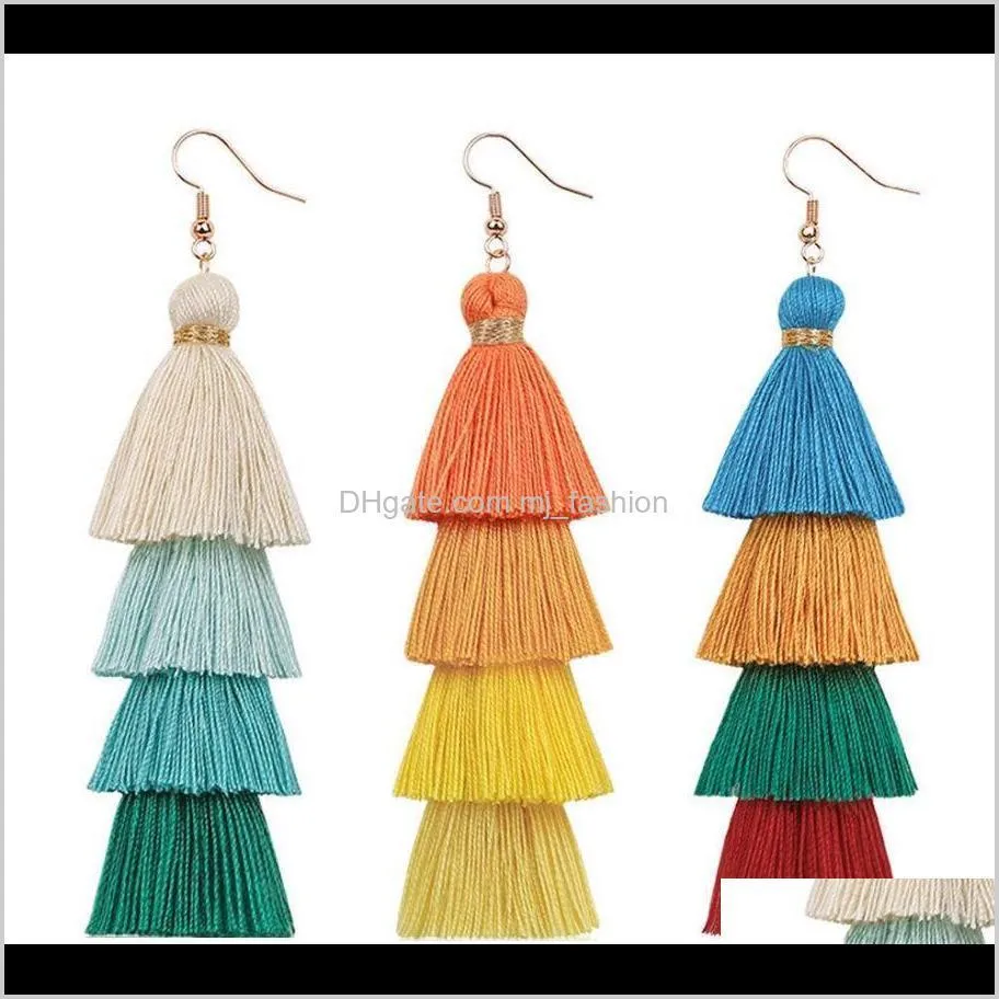 fashionable bohemian long tassel earrings female multilayer handmade earring dangle chandelier wholesale selling 1850