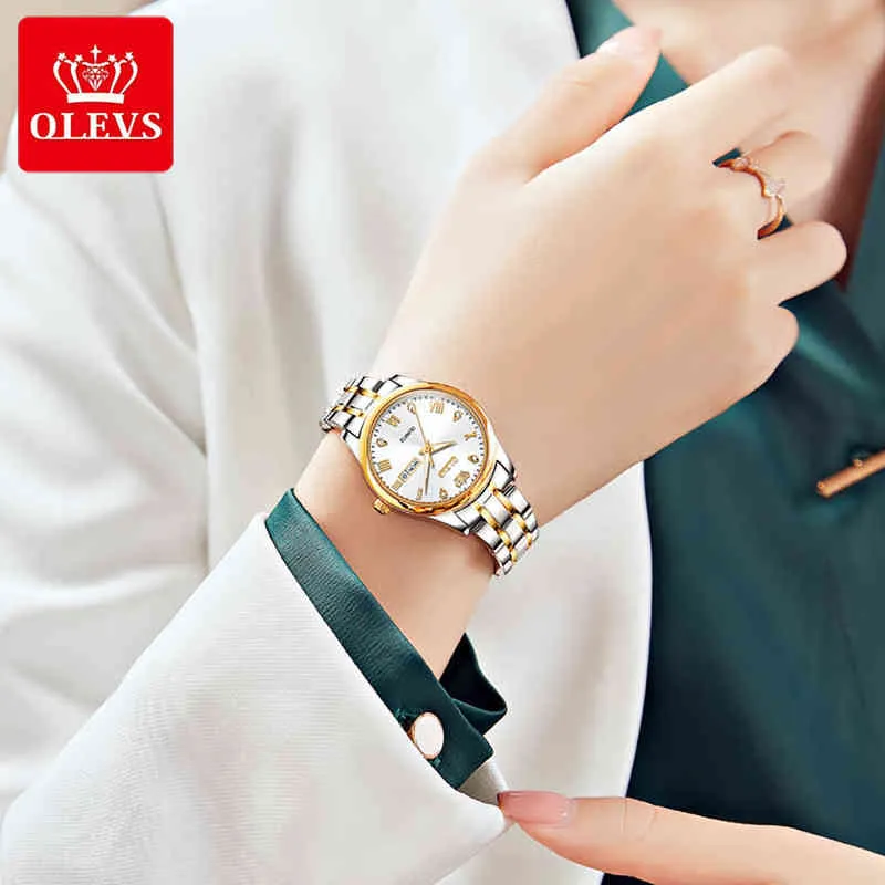 Olevs Gold Simple Fashion Casual Brand Wristwatch Luxury Lady Square Watches Relogio Feminino For Women Gifts 5563 220124260J