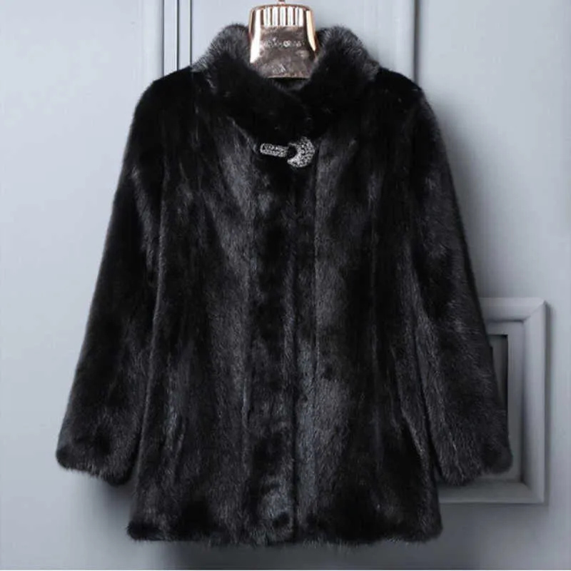 Manteau de la fourrure de fourrure manteau de fourrure manteau de fourrure pleine vison à col court mode nouvelle veste de fourrure décontractée Y0829