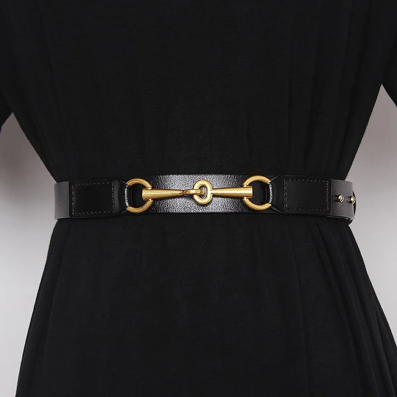 2022 Luxury Simple Design Plain Real Cow Leather Belt Women Waistband Fashion All Match Jean Pant Dress Genuine Waist