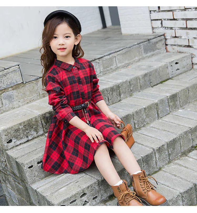 Teen Casual Girl Dresses Fashion Plaid Letter Kids Long Sleeve Clothes Spring Autumn Children Dress For Girls 3 to 13 Years (15)