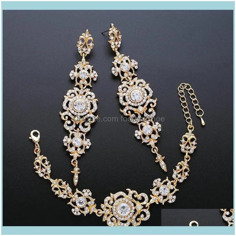 Designers Wedding Crystal Bridal three piece Earrings Jewelry Set