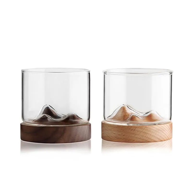 Whisky Wine Glas Houten Bodem Ierse Wijn Transparante Glazen Cup voor Whisky Wine Vodka Bar Club Gereedschap Scotch Lover Unieke Gift