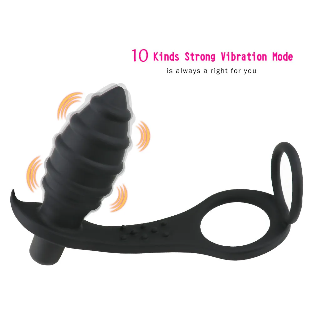 Massagedraad Anale vibrator Prostaatkraal met scrotum bindende kuisheid kooi spelen stimulator butt plug sex speelgoed voor mannen