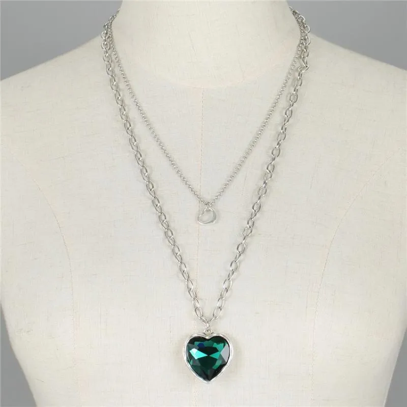 Gros arrivages rétro Vintage grand océan coeur pendentif collier chaîne de chandail pour les femmes bijoux fête chaînes en alliage de Zinc