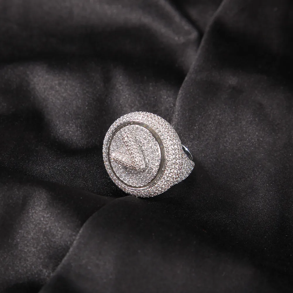 Anillo de nombre personalizado giratorio DIY letra para hombre oro plata piedras anillos de diamantes moda Hip Hop Jewelry279D