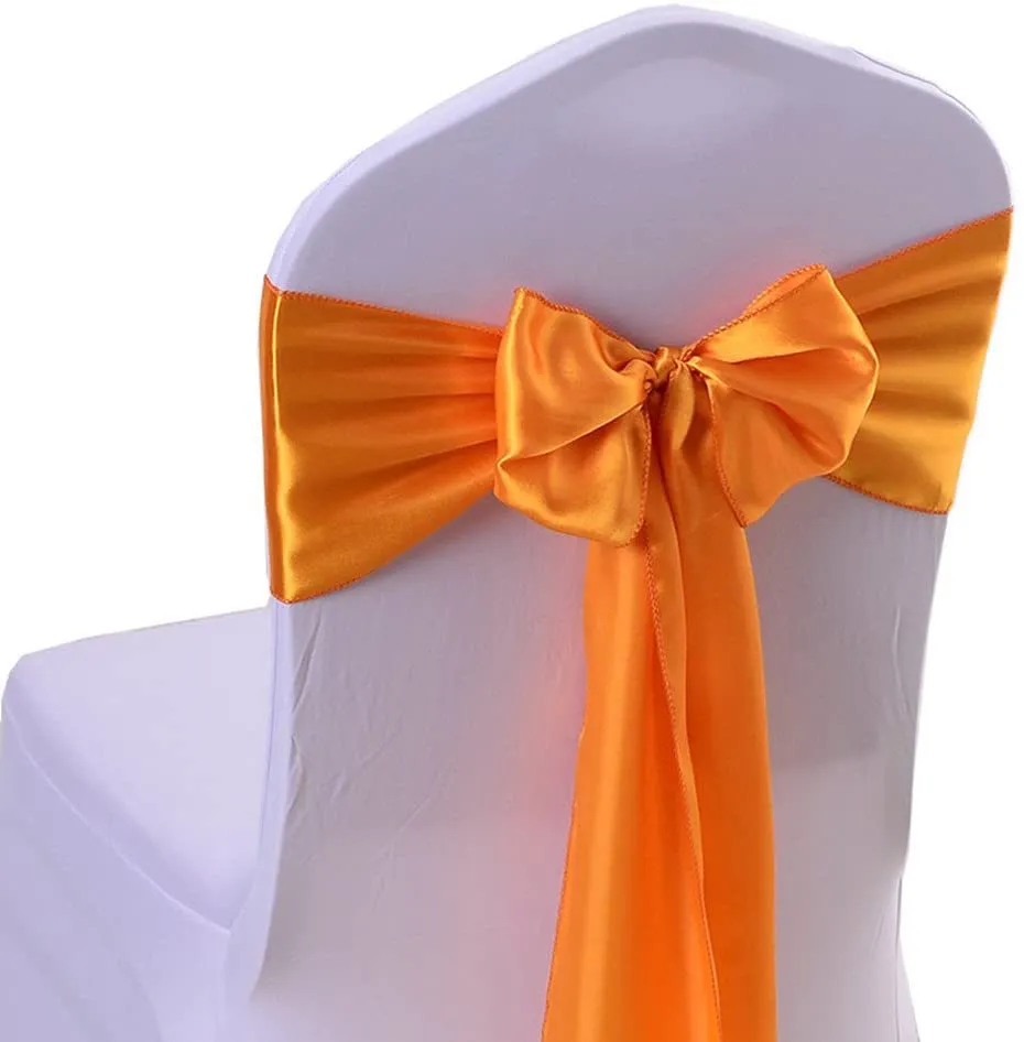 17*275CM Satin Wedding Chair Sashes Burgundy Spandex Chair Cover Sashes for Banquet Hotel Decoration DIY Ribbon Bow DH8568