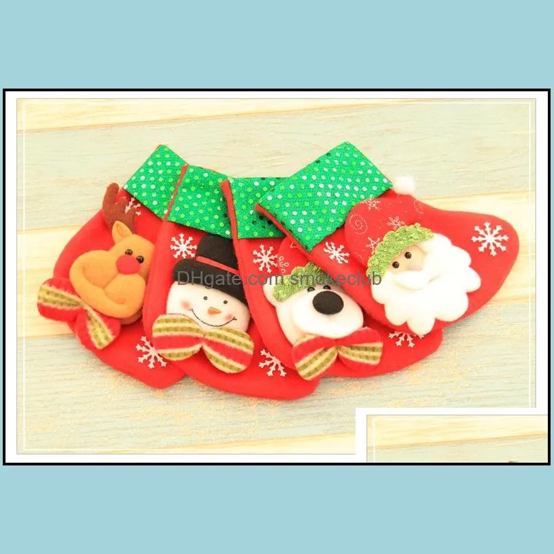 Christmas Stockings Decorations Santa Claus Socks Gift Kids Candy Bag Christmas Tree Pendant Socks Stocking Xmas Ornament
