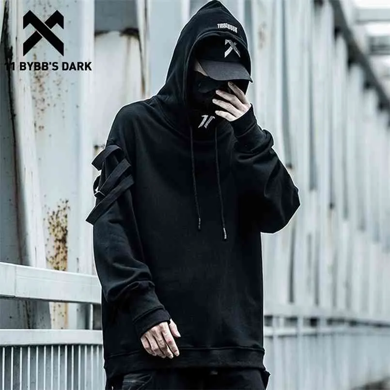 11 Bybb's The Dark Tactical Function Harajuku Hoodie Men Вышивка Ninja Streetwear Hoodie Толстовка Человек Хлопок Пуловер Восход 210819