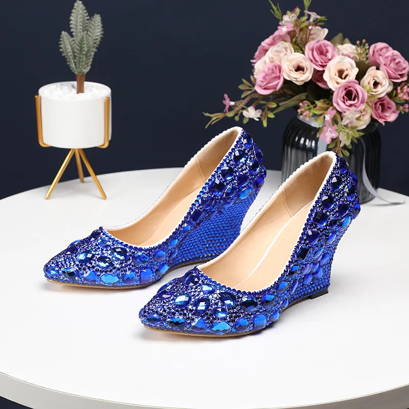 Amazon.com: Royal Blue Wedding High Peep Toe Heels, name and bows- 3.5 inch  : Handmade Products