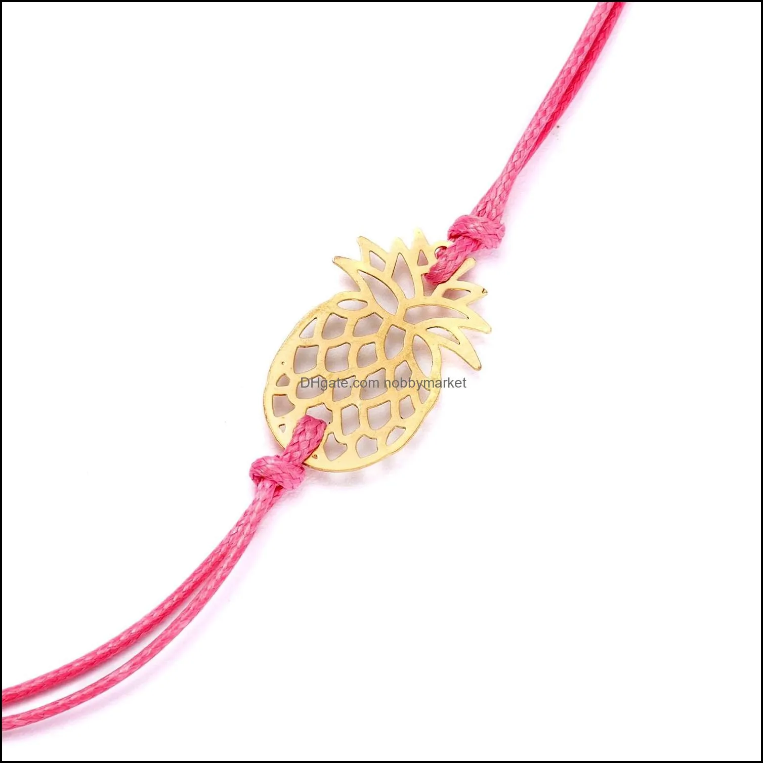 Fashion Hand-knitted Fruit Charm Bracelet Woven Handmade Hollow Pineapple Bracelet Adjustable Rope Chain Women Girl Jewelry Gift