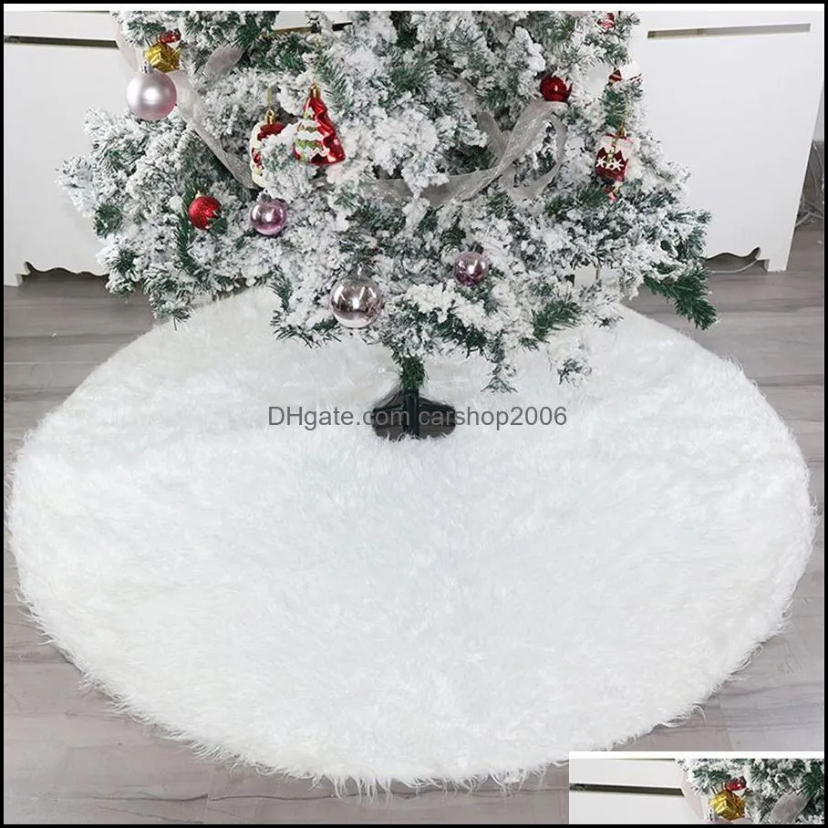 Noel Süslemeleri Şenlikli Parti Malzemeleri Ev Bahçe 122 cm Beyaz Peluş Ağacı Etek Halı Büyük Karlı Faux Kürk Paspas Mat Noel Yılı Orn