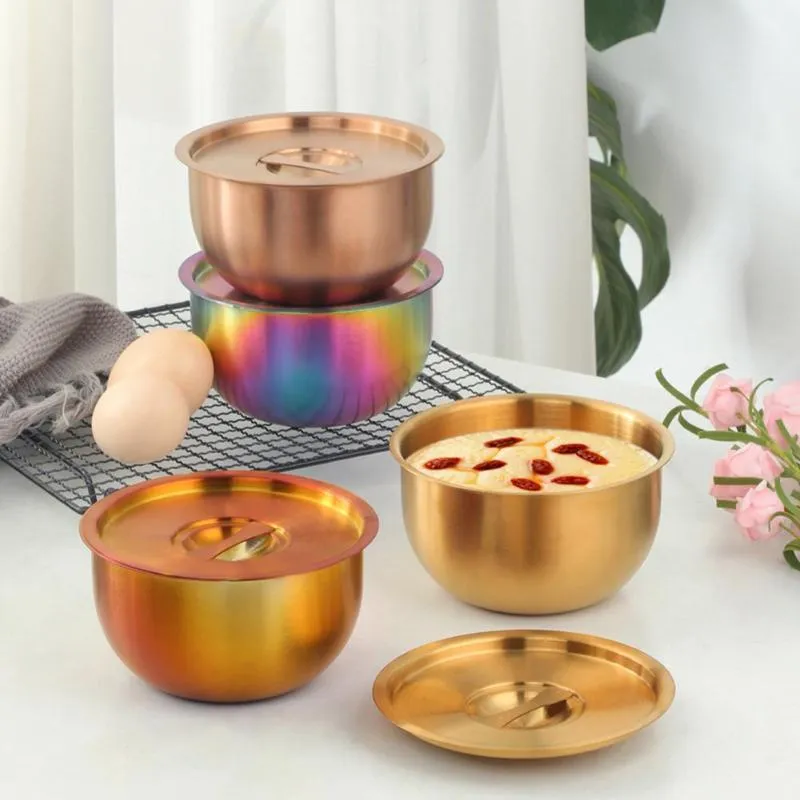 Bowls 304 Korean Stainless Steel Double Rice Bowl With Lid Soup Steamed