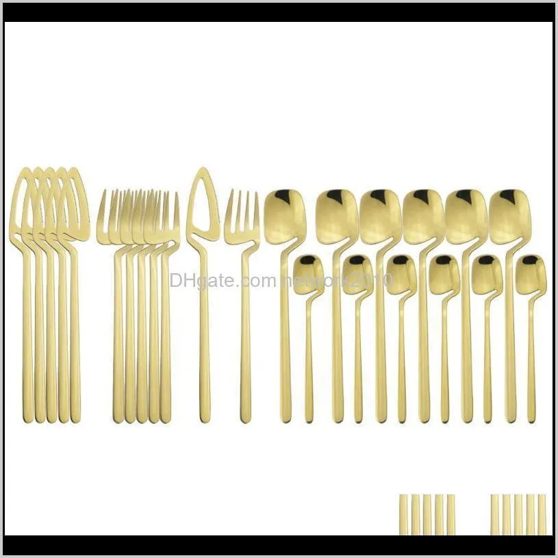 24pcs/set Flatware Cutlery Set Stainless Steel Tableware Golden Rose Gold Forks Knifes Spoons Teaspoons Flatware Sets Party Home1