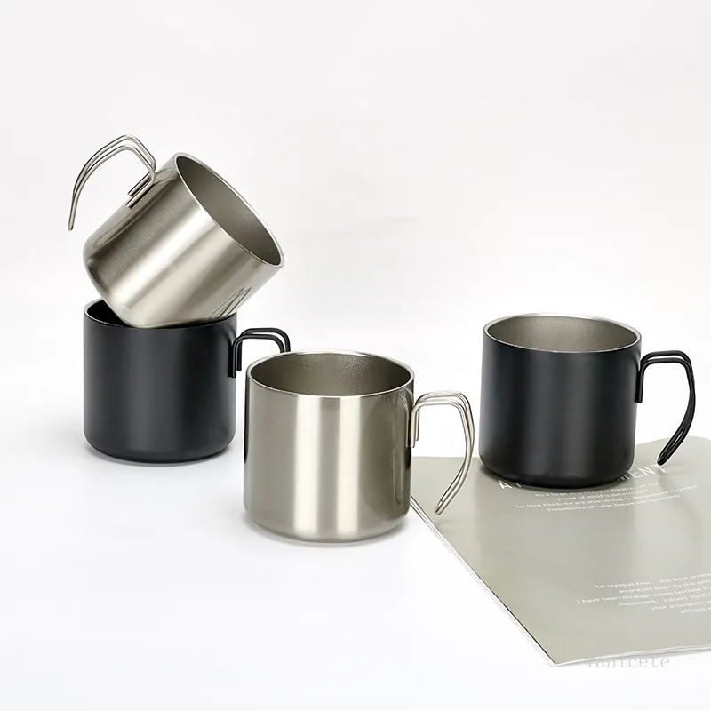 Tazza a doppio isolamento in acciaio inossidabile 304 Tazza semplice creativa per acqua calda e fredda Tazze da caffè per ufficio T500811