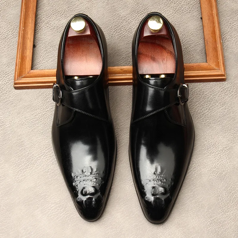 الانزلاق على الرجال اللباس أحذية أزياء غلق بمشبك الأعمال حذاء الزفاف جلد طبيعي أشار تو الأحذية الرسمية أكسفورد حذاء لوفر