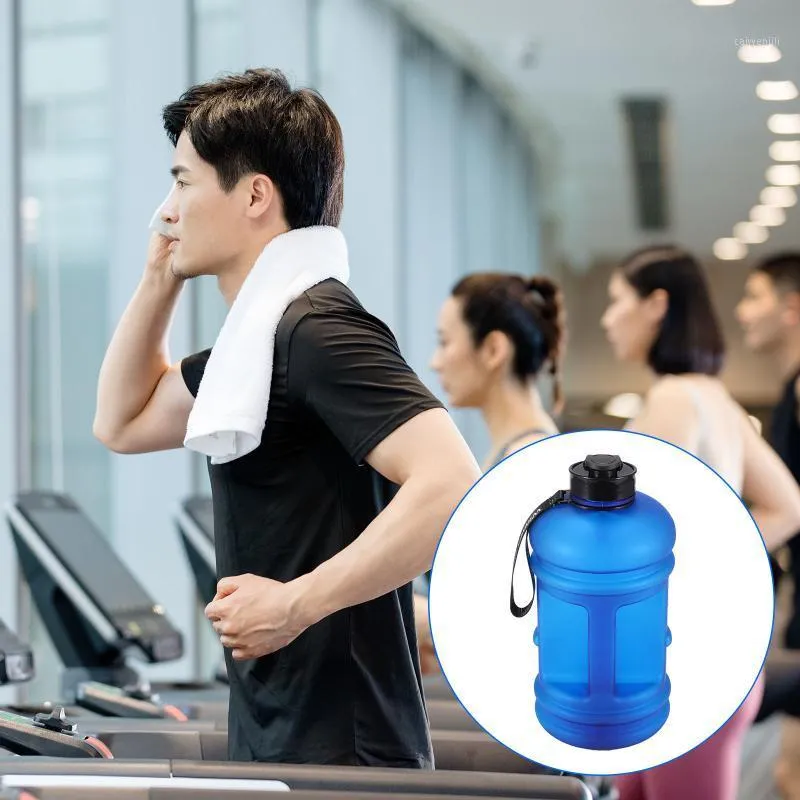 Wasserflasche zum Trinken von Sportarten mit Zeitmarkierung, auslaufsicher, BPA-frei, motivierend, für Fitness, Fitnessstudio, Trinkgeschirr, 2,2 l Wasserkocher