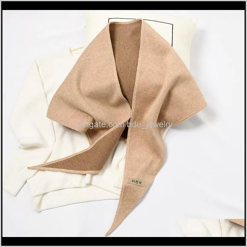 cashmere solid triangle winter women scarf double-sided shawl wraps foulard femme neckchief muffler for ladies