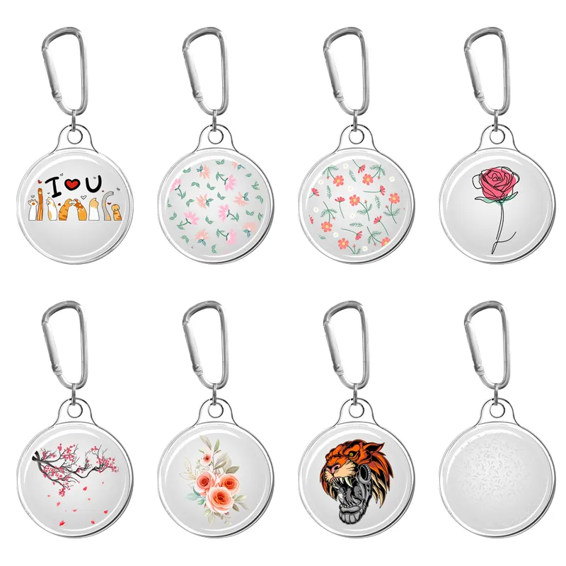 Party Favor Belle fleur Coque transparente en TPU pour Apple AirTags Étui de protection en silicone transparent Air tags Locator Tracker Cute Art Anti-lost Keychain Ring Cover