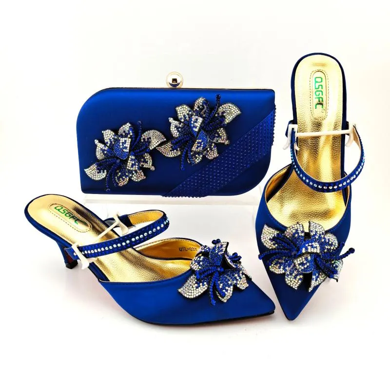 Dress Shoes Doershow Italian Shoe And Bag Set 2021 Women In Italy Blue Color With Matching HGO1-12