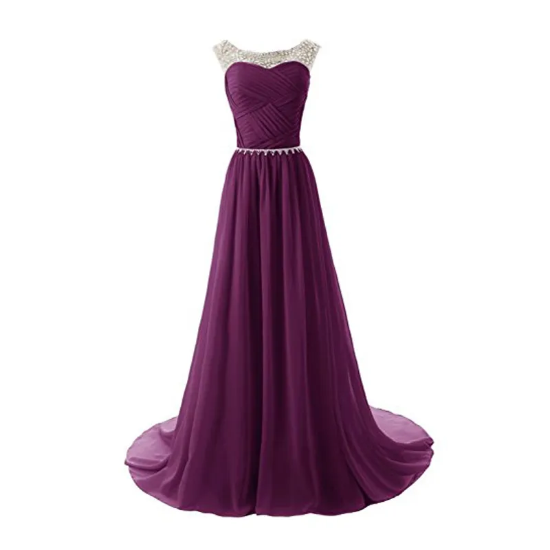 new arrival blue chiffon beaded crystal prom dresses Illusion women Special Occasion Dresses formal gown