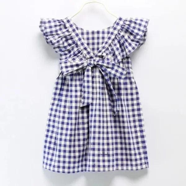 Humor Bear Baby Girls Sukienki Nowy Lato Otwórz ACK Cute Bow Plaid Księżniczka Odzież Baby Urocze Dresses Kids Clothes Q0716