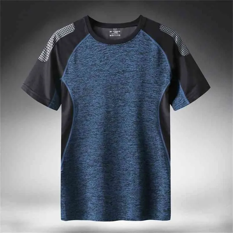 Snabbtork Sport T Shirt Men Kortärmad Sommar Casual Bomull Plus Asiatisk Storlek M-5XL 6XL 7XL Topp Tees Gym Tshirt Kläder 210716