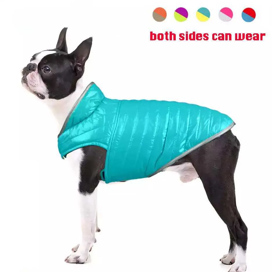 Reversible Pet Dog Clothes Waterproof Winter Warm Coat Down Jacket For Small Medium Dogs Schnauzer Pet Puppy Clothing 211007