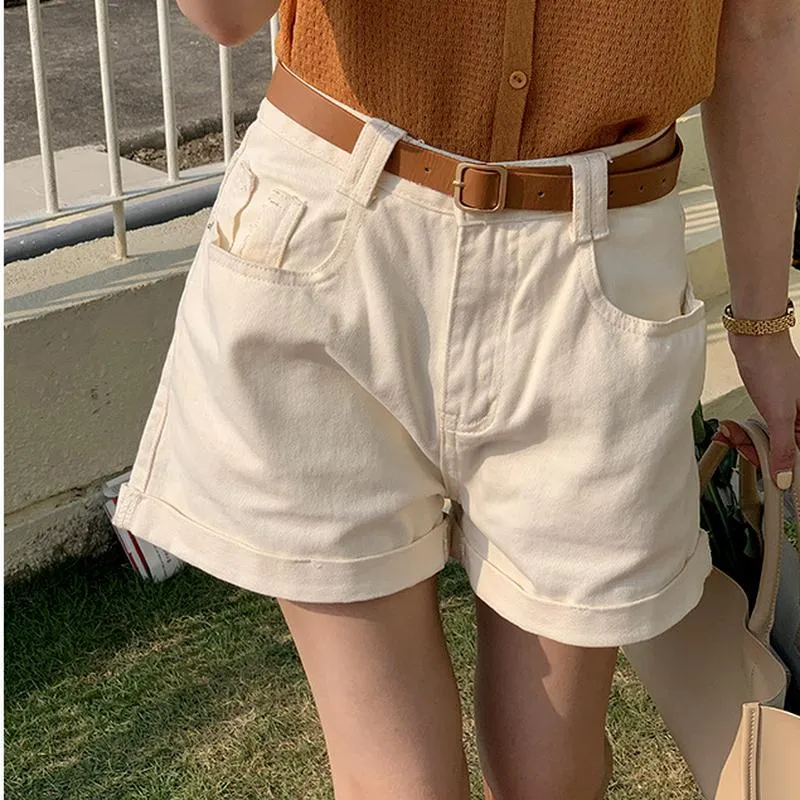Women's Shorts Simple Solid Loose Summer Woman High Waist All Match Casual Jean Korean Style Moda Pantalones Cortos De Mujer