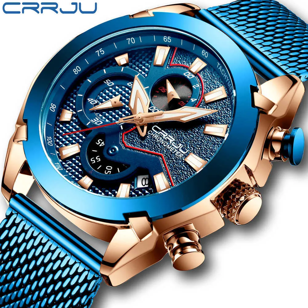 Watches Men CRRJU Luxury Brand Army Military Watch High-Quality 316L Stainless Steel Chronograph Clock Relogio Masculino 2020 X0625