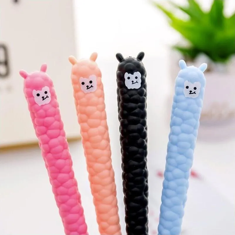 Penas de gel desenhos animados caneta de forma de alpaca preto cor de alta qualidade escola artigos de papelaria e escritório suprimentos 1 pcs