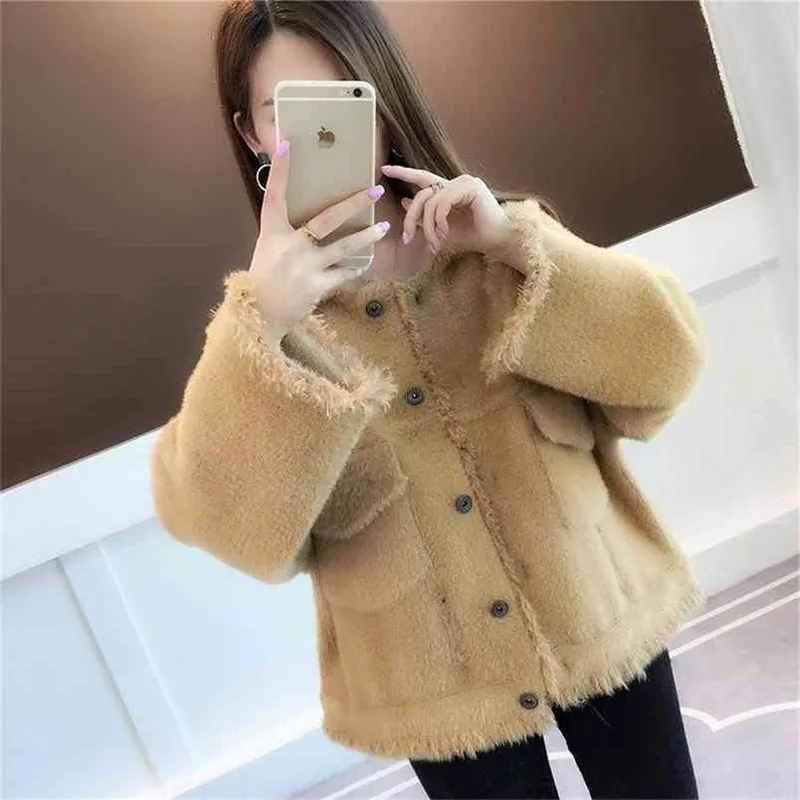 Vinter Mode Långärmad Jackor Kvinna Loose Tassel Sweater Coat Casual Streetwear Coats Plus Size 210427