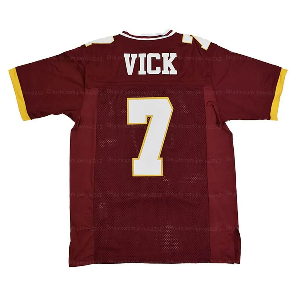 Custom 7# Mike Vick Vick Maroon High School Futebol Jersey Bordado Ed Red Qualquer Nome Número Tamanho S-4xl Jerseys Top Quality