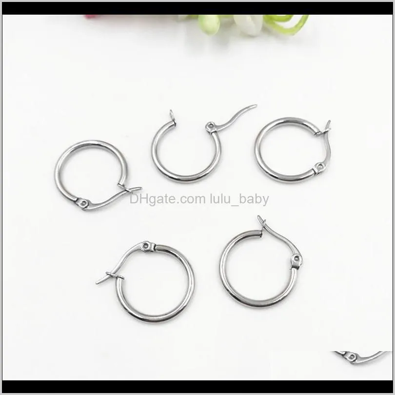 50pcs/lot wholesale jewelry stainless steel findings silver color earrings hoop for ear diy drop earring hoop settings