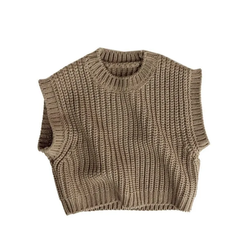 Pull en laine épaisse pour enfants coréens pull pull garçons et filles sans manches P4779 211201