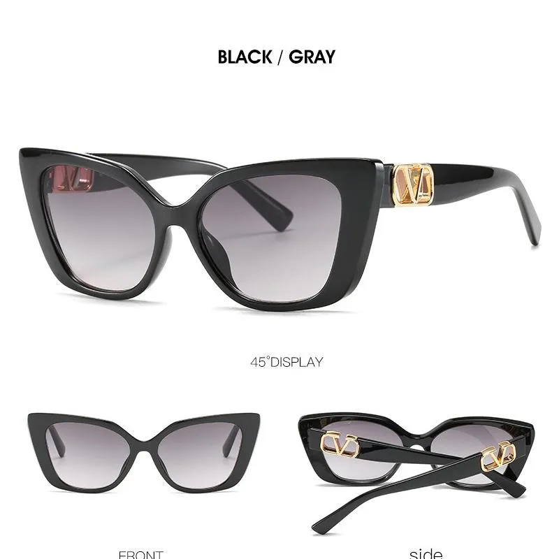 Personality Small Frame Sunglasses With V Word European And American Trend Female Cat Eye Fashion